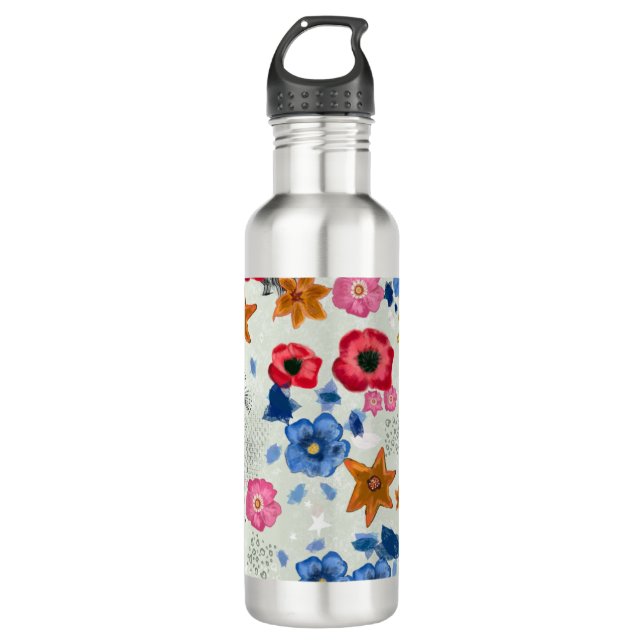 Bouteille d'eau à motifs floraux (Devant)