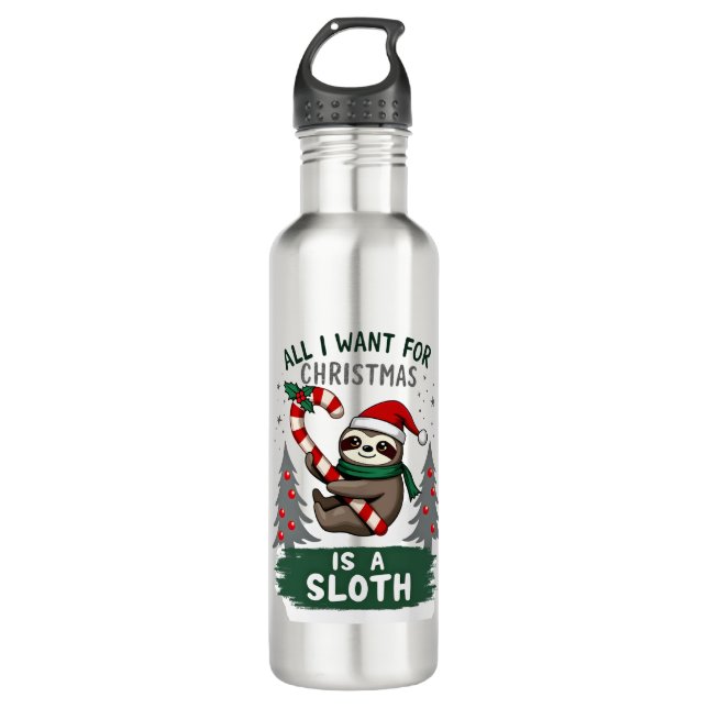 Bouteille D'eau A Sloth For Christmas. Cute, Christmas Sloth With  (Devant)