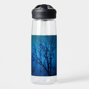 Bouteille D'eau À Travers Le Verre, Arbre de pleurs Bleu Art Abstr