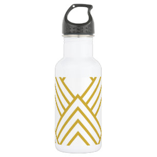 Bouteille D'eau Abstract geometrical, white and gold