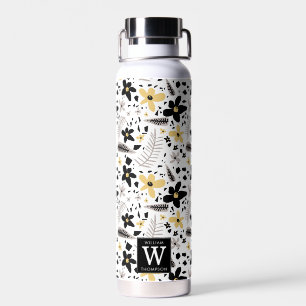 Bouteille D'eau Abstrait Gris jaune noir gris sans joint motif flo