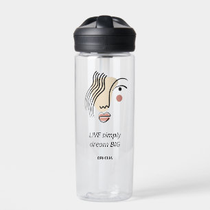 Bouteille D'eau Abstrait Line Art Face Live Simply Dream Big Name