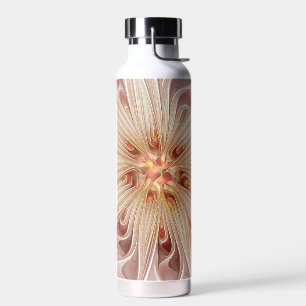 Bouteille D'eau Abstrait Moderne Peach Pastel Flower Fractal Art