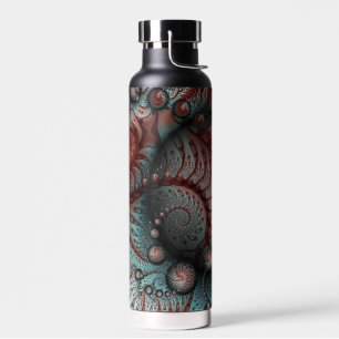 Bouteille D'eau Abstrait Vivante Fantaisie Art Fractal Brun Bleu