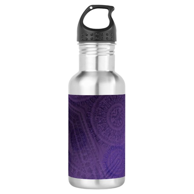 Bouteille D'eau Acceptation | Médaillons de méditation violette (Devant)