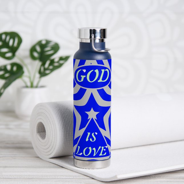 Bouteille D'eau Achempong God Is Love Star Blue & Grey Stainless (Yoga (pivoté))