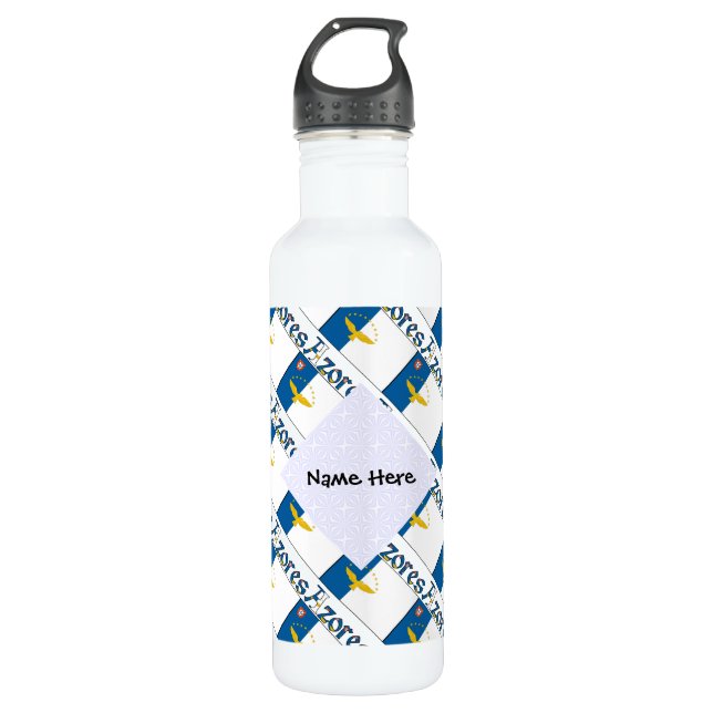 Bouteille D'eau Açores et Açores Drapeau Carrelé Personnalisé (Devant)