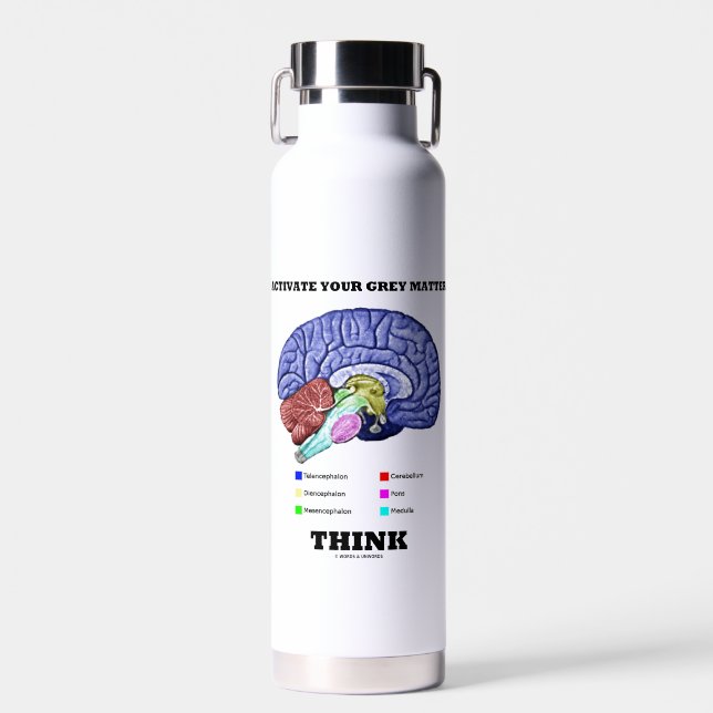 Bouteille D'eau Activer votre matière grise Penser Cerveau anatomi (Avant)