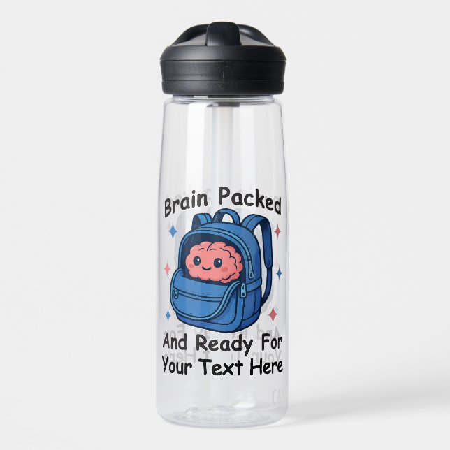 Bouteille D'eau Adaptable "Prêt pour le cerveau" (Avant)