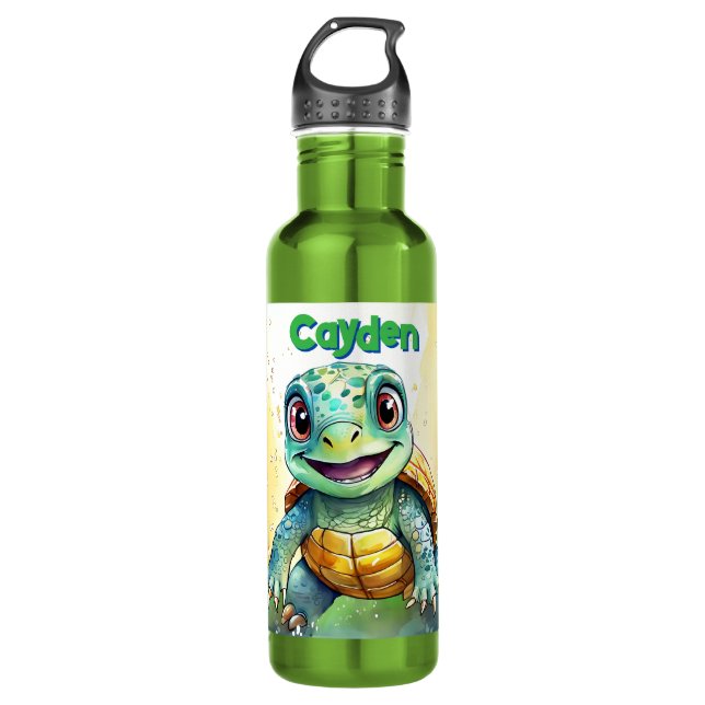 Bouteille D'eau Adorable Chibi Sea Turtle Personalized (Devant)