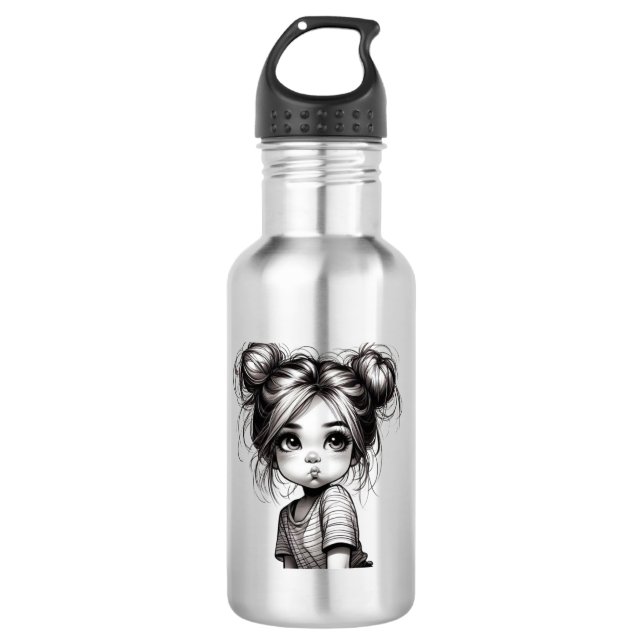 Bouteille D'eau Adorable Fille de Noël avec chatte - Idée cadeau m (Devant)