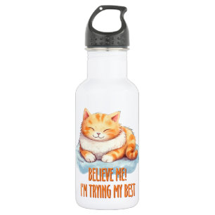 Bouteille D'eau Adorable Tabby Orange Chat - Je tente mon meilleur