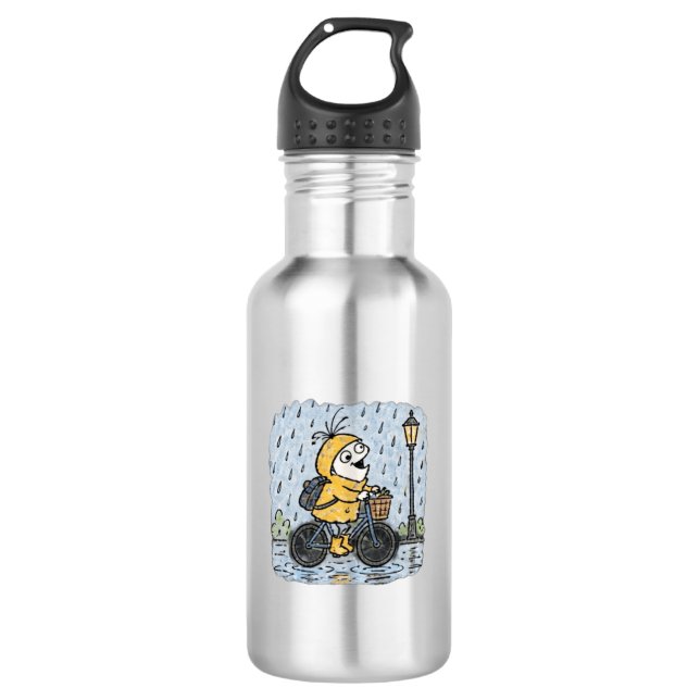 Bouteille D'eau Aesthetic Rain Bicycle Loop Character Water Bottle (Devant)