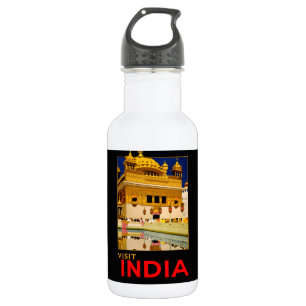 Bouteille D'eau Affiche de voyage Inde art indien vintage