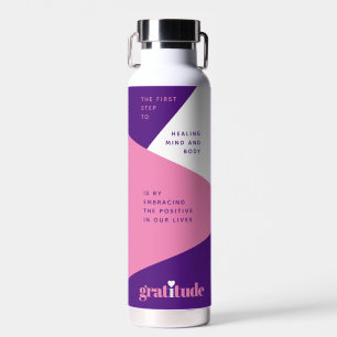 Bouteille D'eau Affirmations Gras Coeur Violet Rose Gratitude
