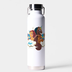 Bouteille D'eau Afro Unicorn "Fabriqué en magie" Trio Design