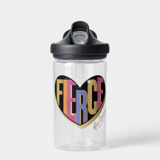 Bouteille D'eau Afro Unicorn Fierce Heart Design (Avant)