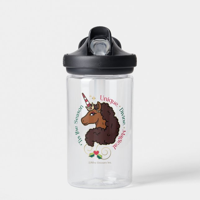 Bouteille D'eau Afro Unicorn 'Tis Season Holiday Unicorn (Avant)