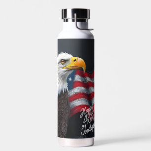 Bouteille D'eau Aigle chauve avec drapeau américain Art du 4 juill