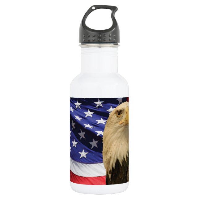 Bouteille D'eau Aigle et drapeau américains (Devant)