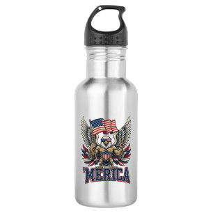 Bouteille D'eau Aigle Patriotique Merica Vintage Vector Design de
