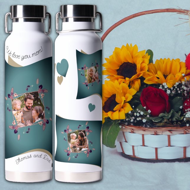 Bouteille D'eau Aime maman - collage multi photos (Créateur téléchargé)