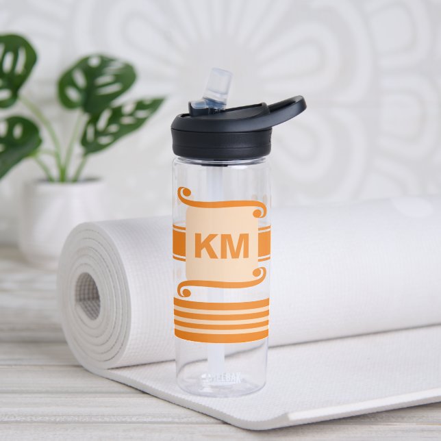 Bouteille D'eau Ajouter les initiales orange foncé et pâle avec ra (Yoga)