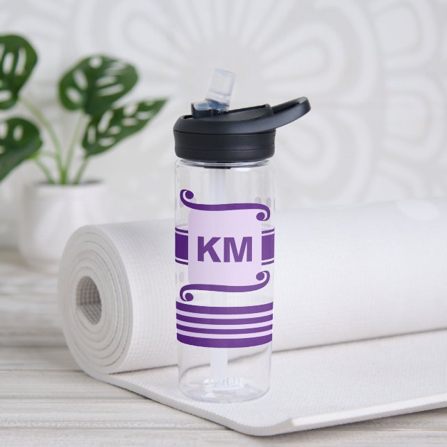 Bouteille D'eau Ajouter les initiales violet foncé et pâle avec ra (Yoga)