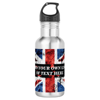 Bouteille D'eau Ajouter votre texte sur le drapeau anglais Jeu d'o