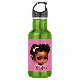 Bouteille D'eau AKA - Brown fille en rose et vert