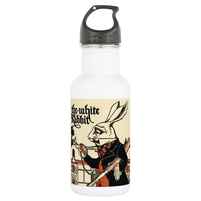 Bouteille D'eau Alice Lapin Blanc Classique Wonderland  (Devant)
