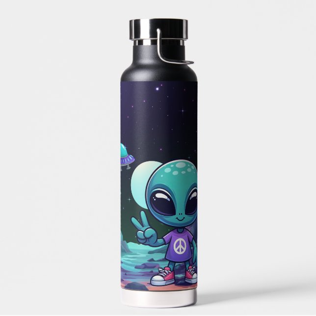 Bouteille D'eau Alien et vaisseau spatial mignons de la paix (Gauche)