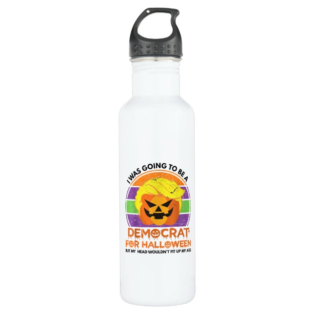 Bouteille D'eau Aller À Un Démocrate Pour Halloween Drôle Trumpkin (Devant)