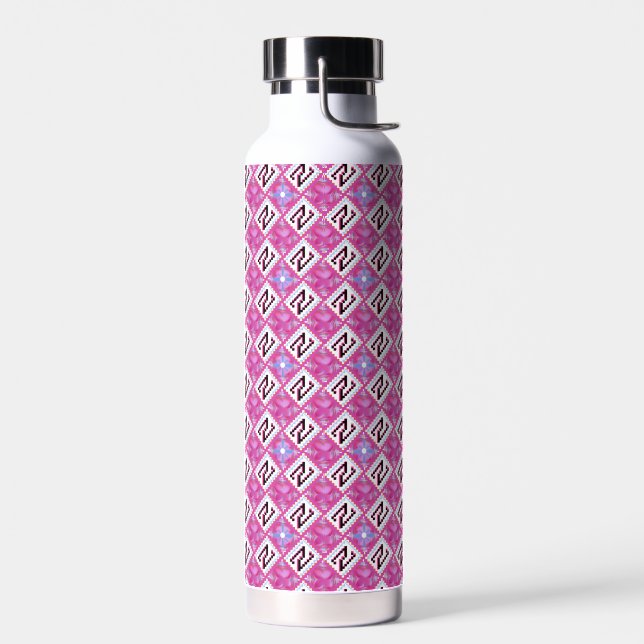 Bouteille D'eau Alphabet Géométrique Rose Chic Initiale N (Gauche)