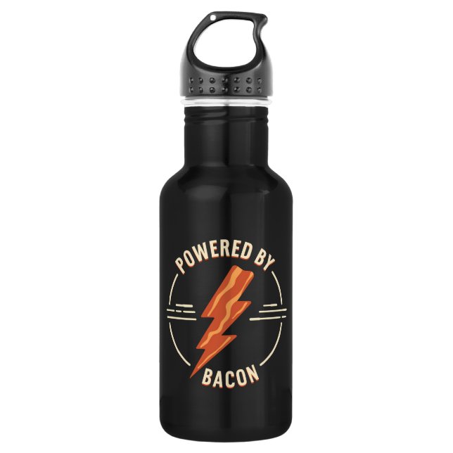 Bouteille D'eau Amateur de bacon rétro, design alimentaire drôle a (Devant)