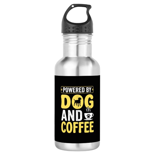 Bouteille D'eau Amateur de café chien propulsé par le design (Devant)
