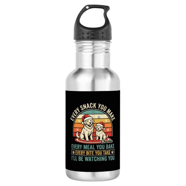 Bouteille D'eau Amateurs de chiens de Noël Snack Regarder (Devant)