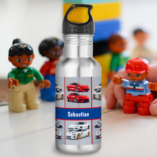 Bouteille D'eau Amateurs de voitures de sport rouges et blanches b