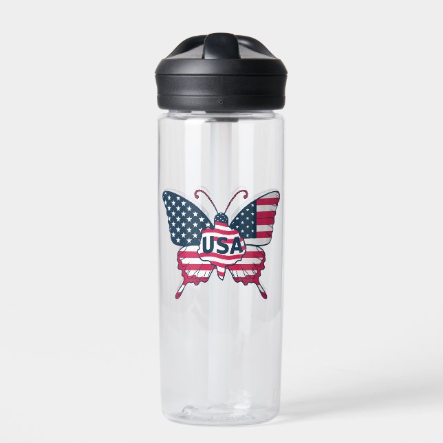 Bouteille D'eau American Flag Butterfly Design-62616 (Extérieur)