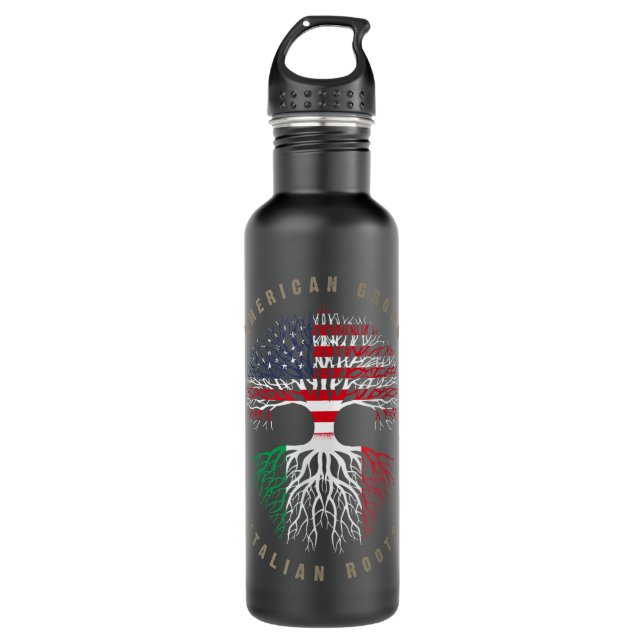 Bouteille D'eau American Grown Italian Roots Italy Flag (Devant)