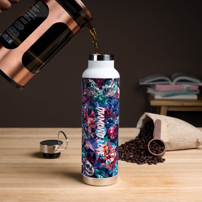 Bouteille D'eau Amour de diamant (Café (pivoté))