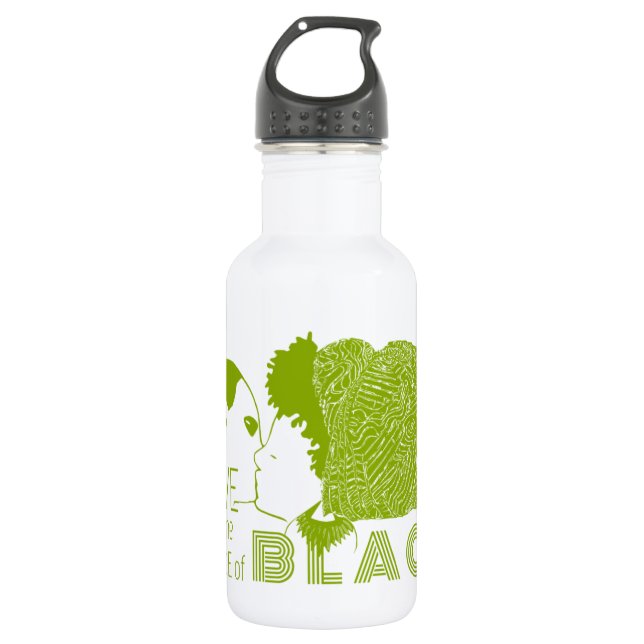BOUTEILLE D'EAU AMOUR NOIR EN VERT (Devant)