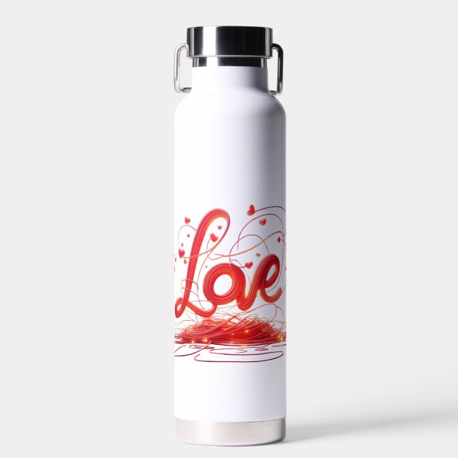 Bouteille D'eau Amour Tissé Avec Des Fils Rouges (Avant)
