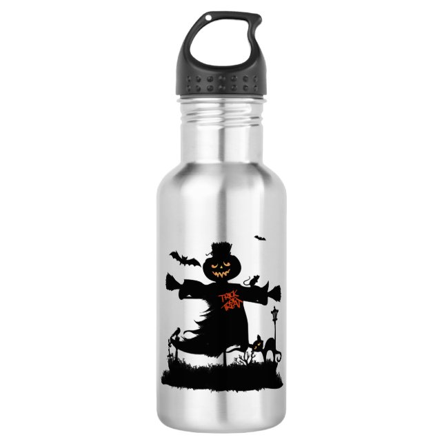 Bouteille D'eau Amusant design d'halloween avec épouvantail (Devant)