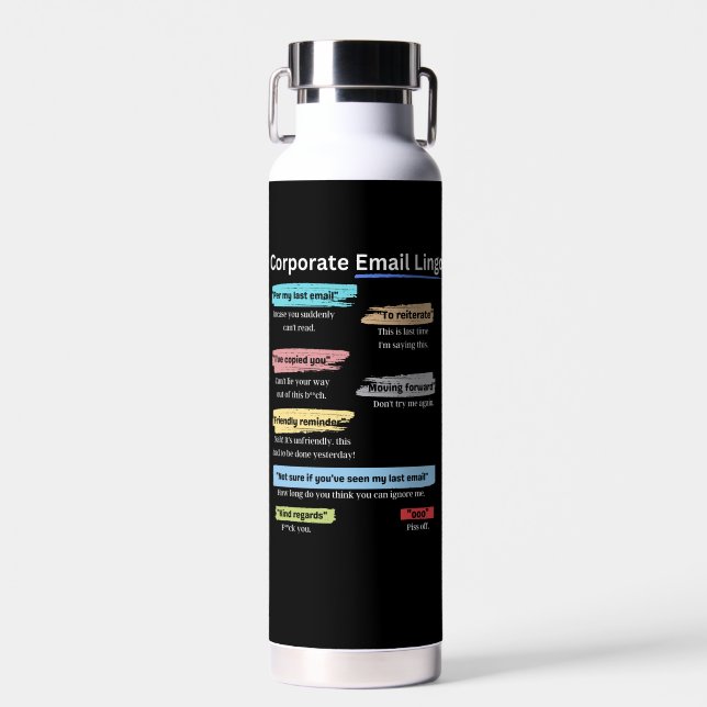 Bouteille D'eau Amusant Lingo d'e-mail d'entreprise (Avant)