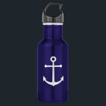 Bouteille D'eau Ancre bleue marine<br><div class="desc">Bouteille d'eau minimaliste moderne marine Ancre bleue. Parfait comme cadeau d'été pour lui et plus.</div>