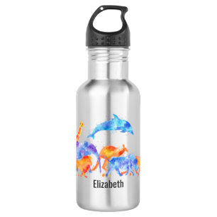 Bouteille D'eau Animaux sauvages qui courent ensemble aquarelle co