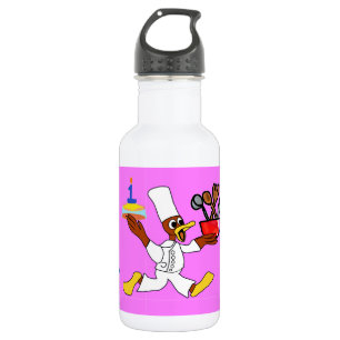 Bouteille D'eau Anniversaire de la dinde de chef rose