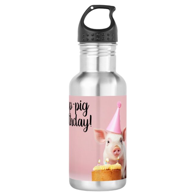 Bouteille D'eau Anniversaire du cochon de lait ! (Devant)