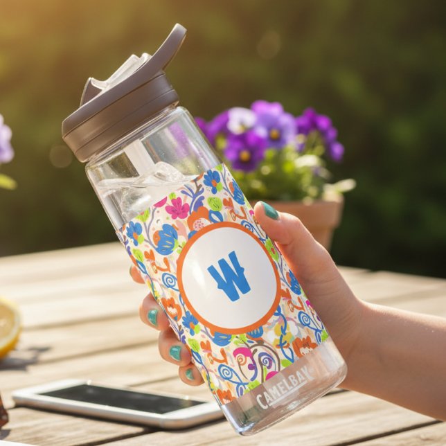 Bouteille D'eau Appréciation des Enseignants Botanique Fantaisiste (Colorful whimsical wildflower floral for a teacher — perfect birthday gift idea for her)